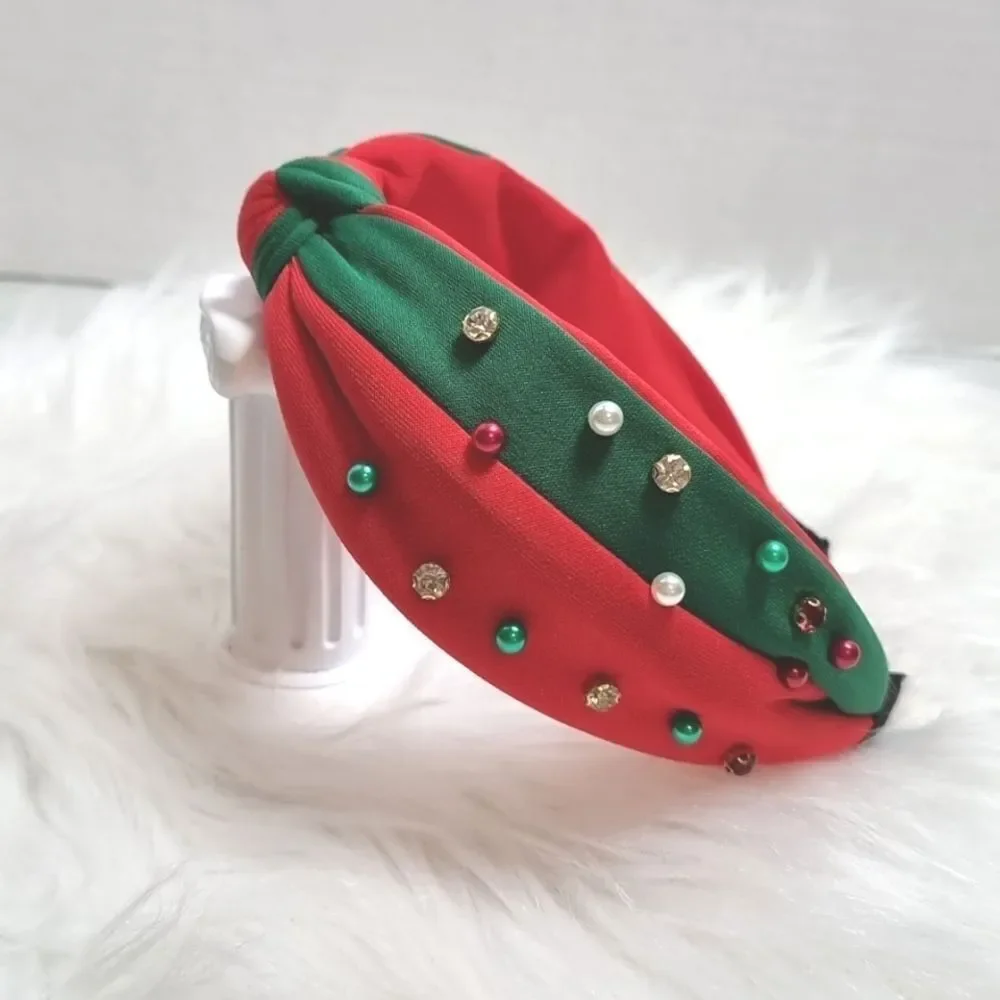 👋 CHRISTMAS HEADBAND pearls rhinestones color block | Mix And Match 3/$20